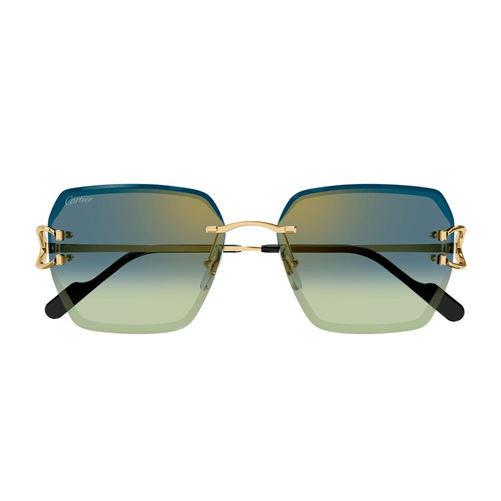 Gold-Tone Rimless Oversized Square Sunglasses