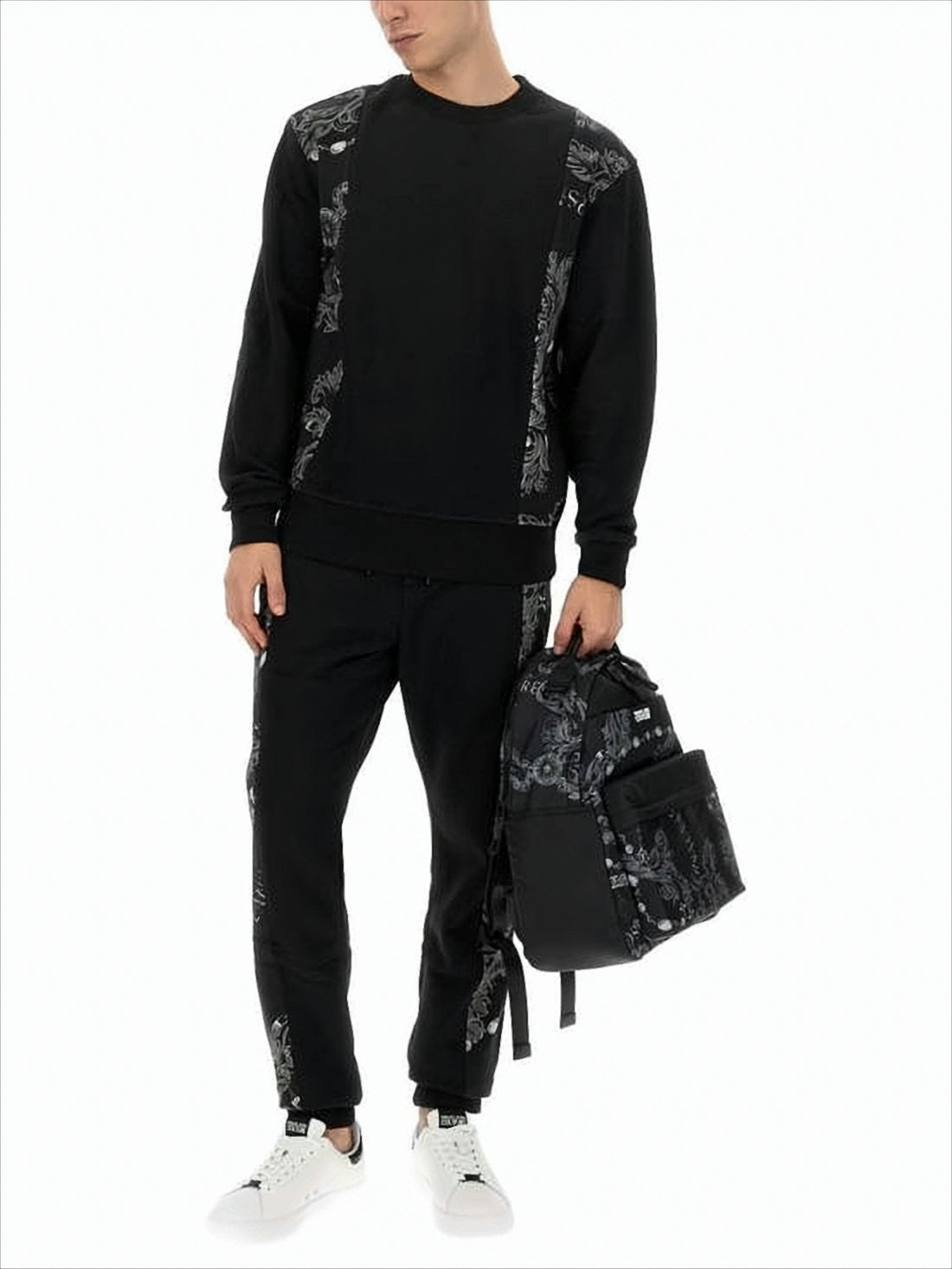 Contemporary Black Jogger Pants with Graphic Detail