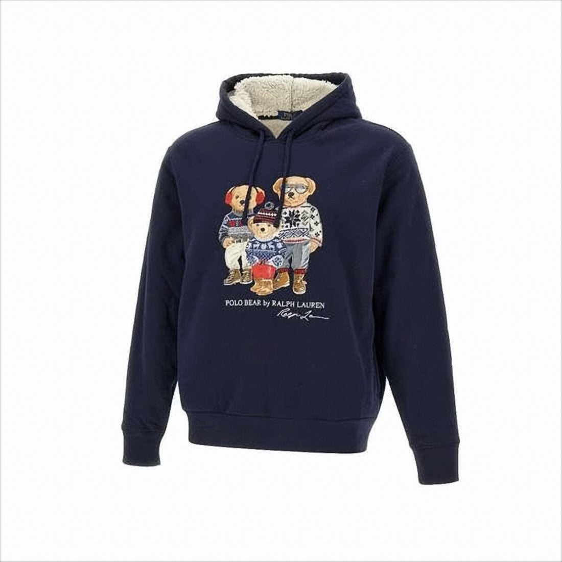 Sherpa-Lined Hoodie with Iconic Bear Graphic