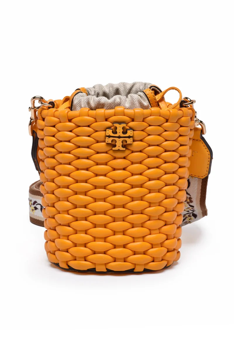 Emerson Woven Bucket Mini Shoulder Bag - Black/Orange