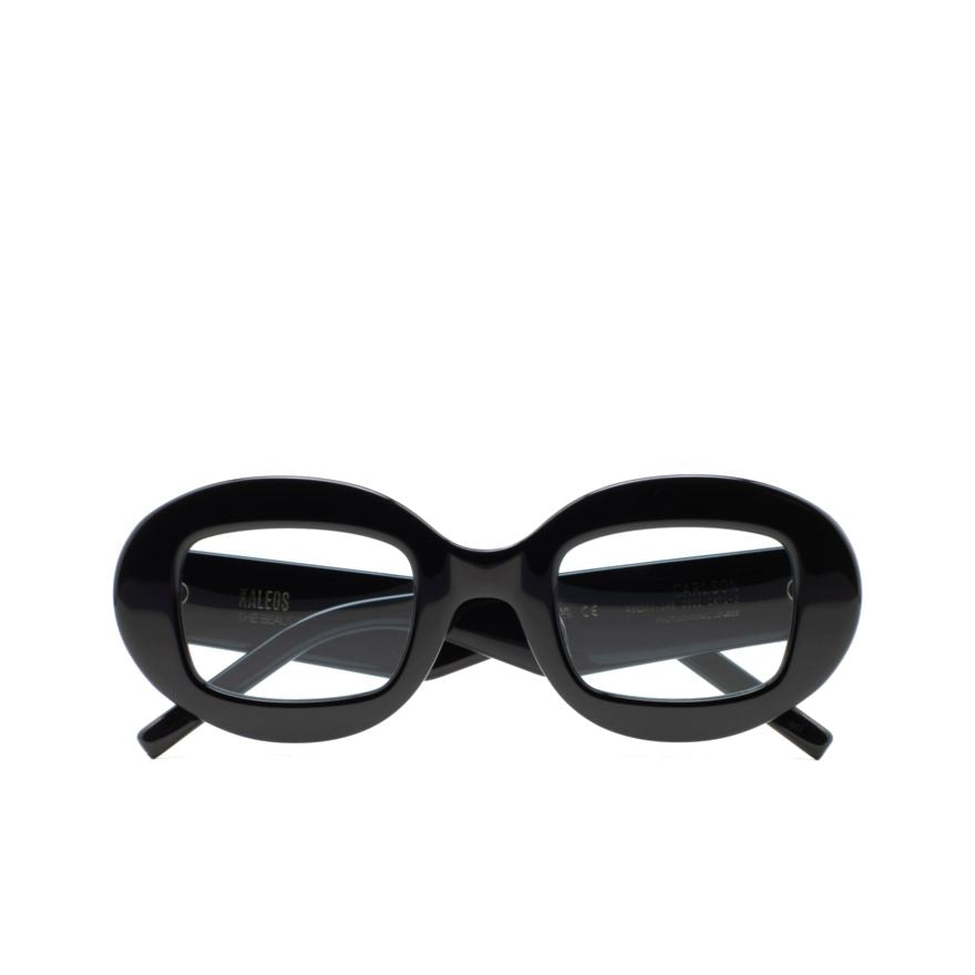 Carlson Oval-Frame Sunglasses with Glossy Finish and Clear Lenses