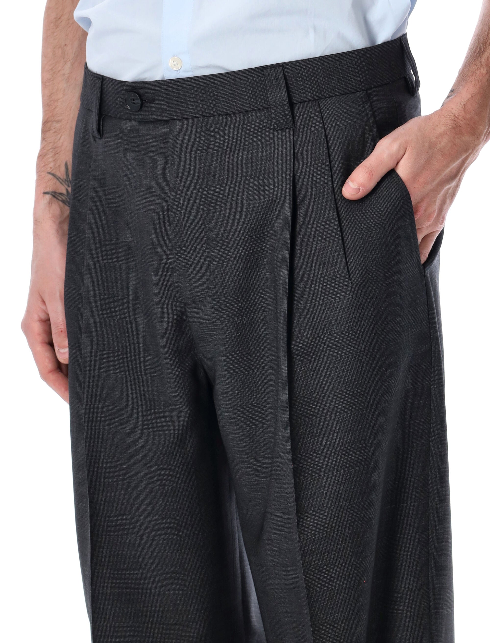Classic Wide Straight Wool Trousers