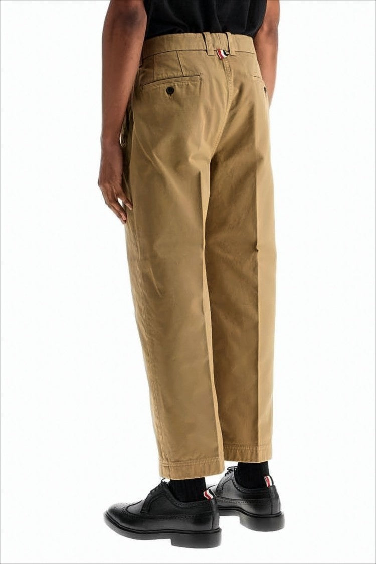 Straight Fit Cropped Pants with Relaxed Mid-Rise