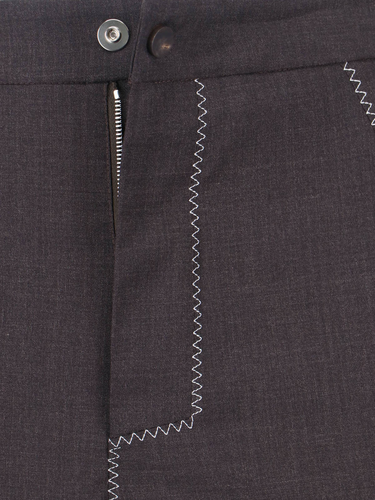 Grey Fosco High-Waisted Zigzag Trousers