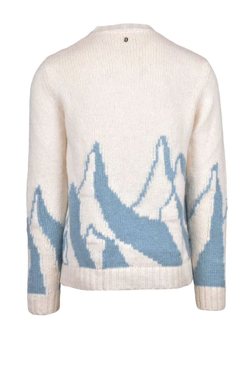 Crewneck Sweater - White/Sky Blue