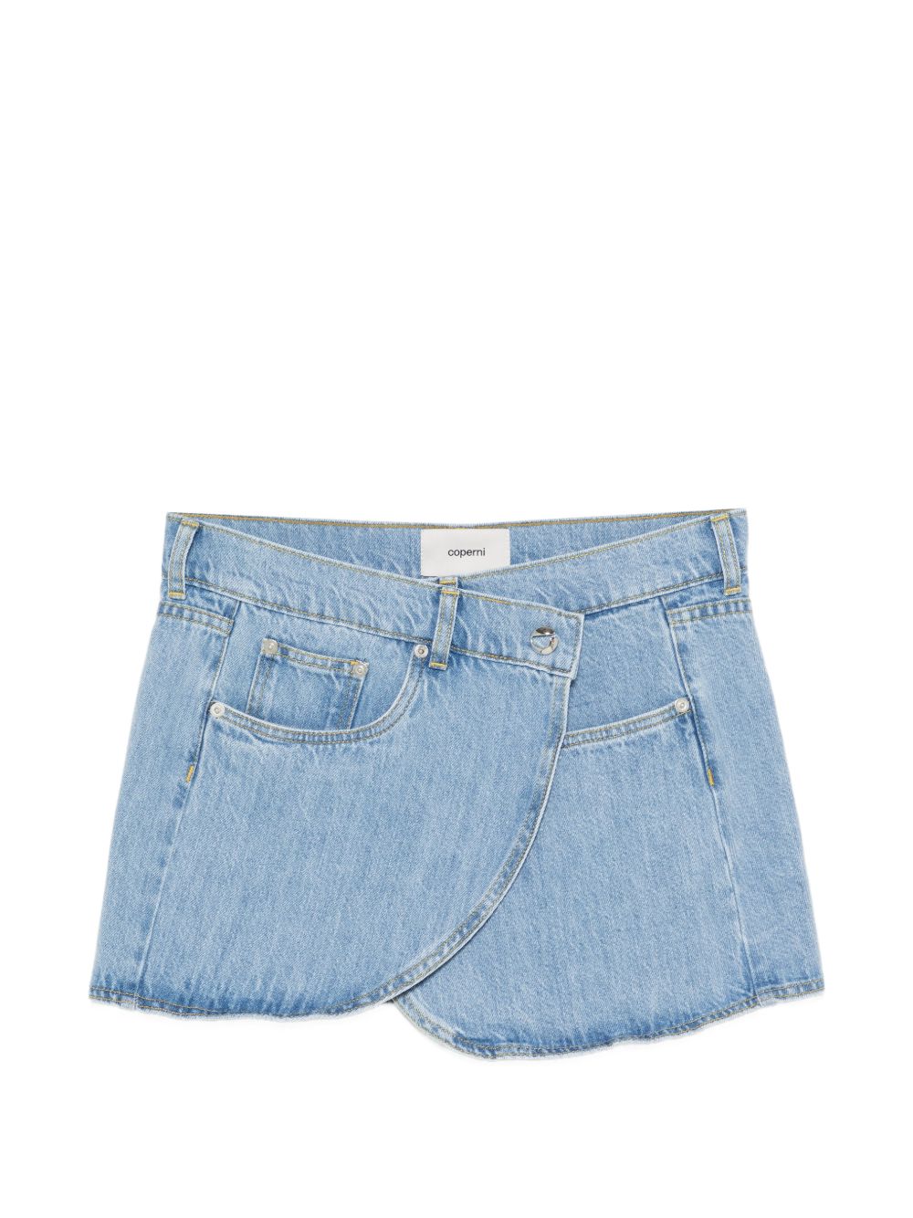 Asymmetrical Denim Skirt With Button Detail