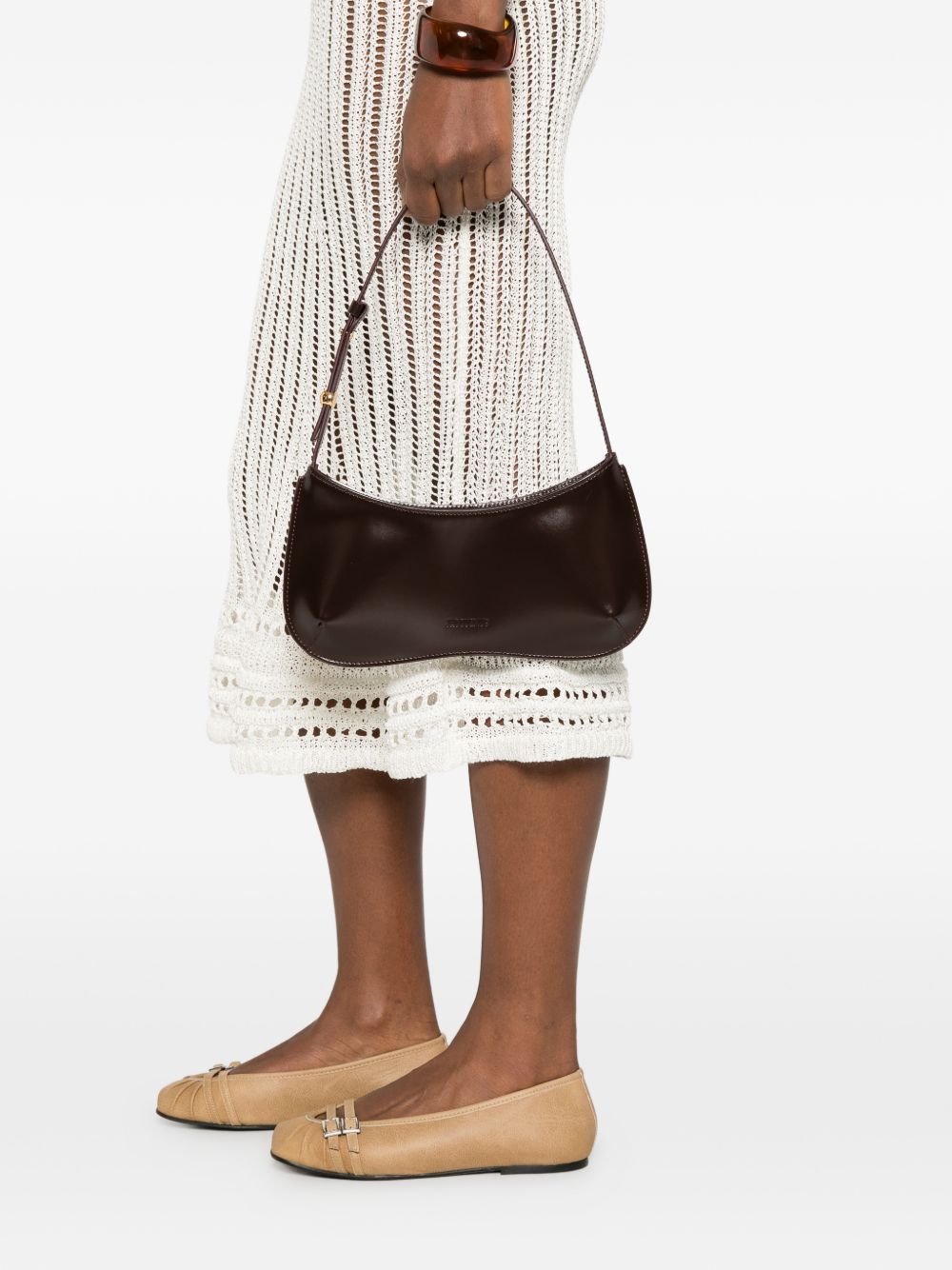 Dark Red Shoulder Bag With Adjustable Strap
