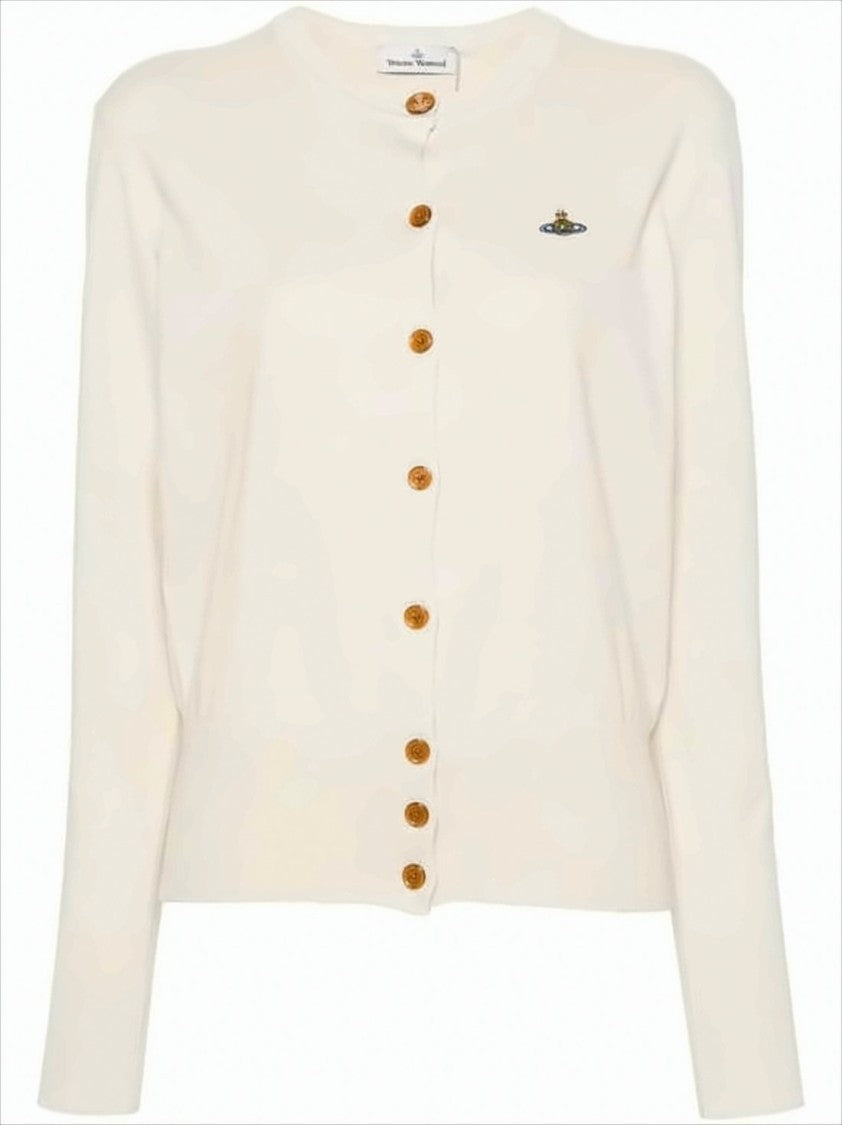 Classic Round Neck Cardigan with Contrasting Buttons