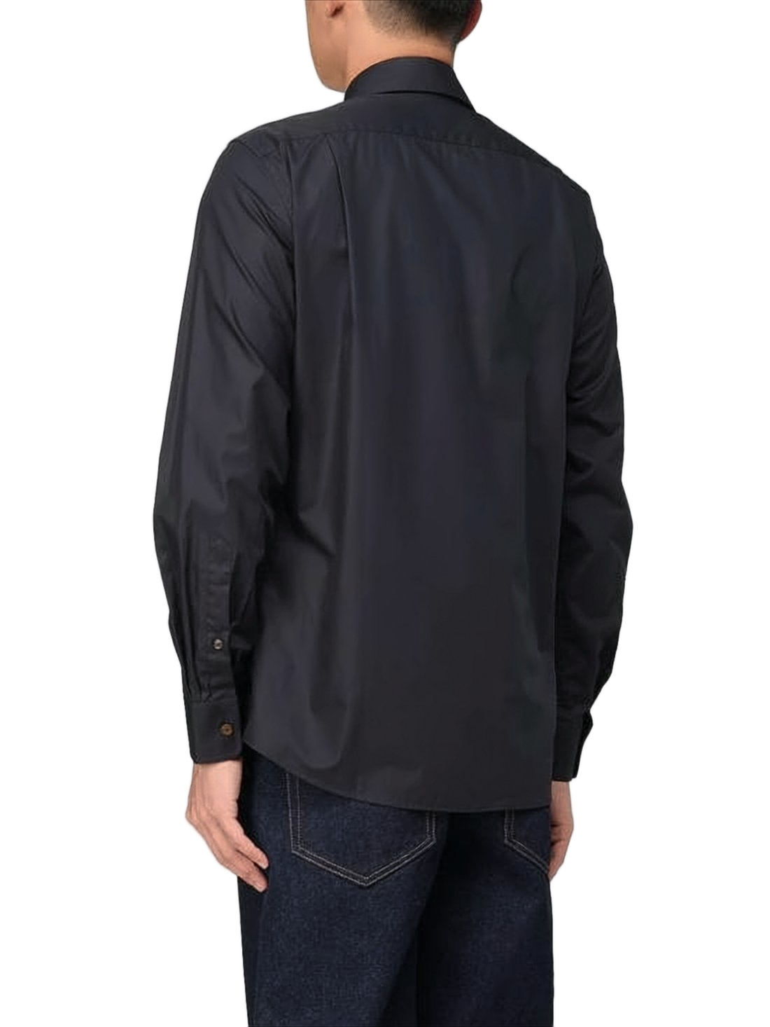 Tailored Long-Sleeve Shirt with Structured Collar