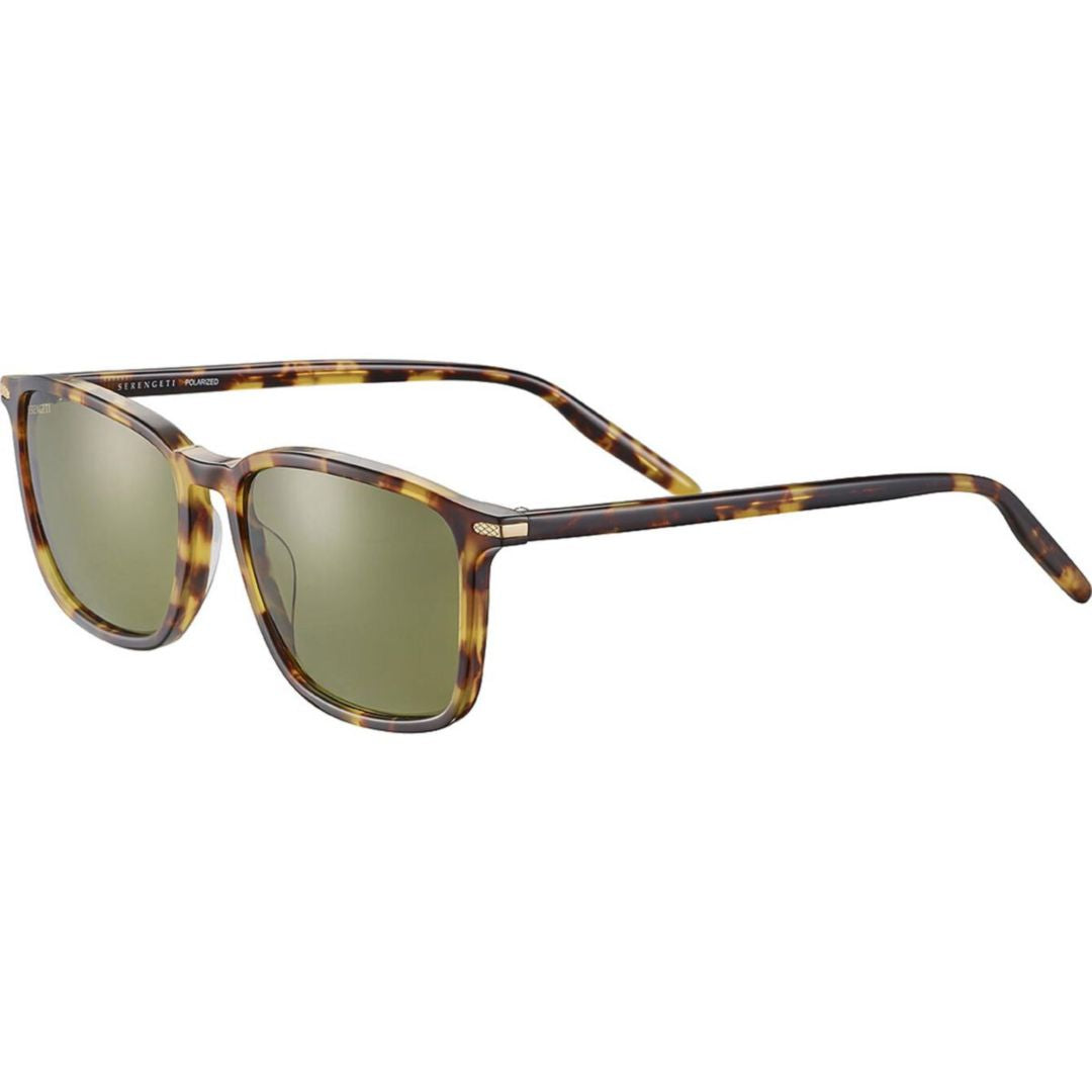 Lenwood Tortoiseshell Rectangle Frame Sunglasses with Green-Tinted Lenses