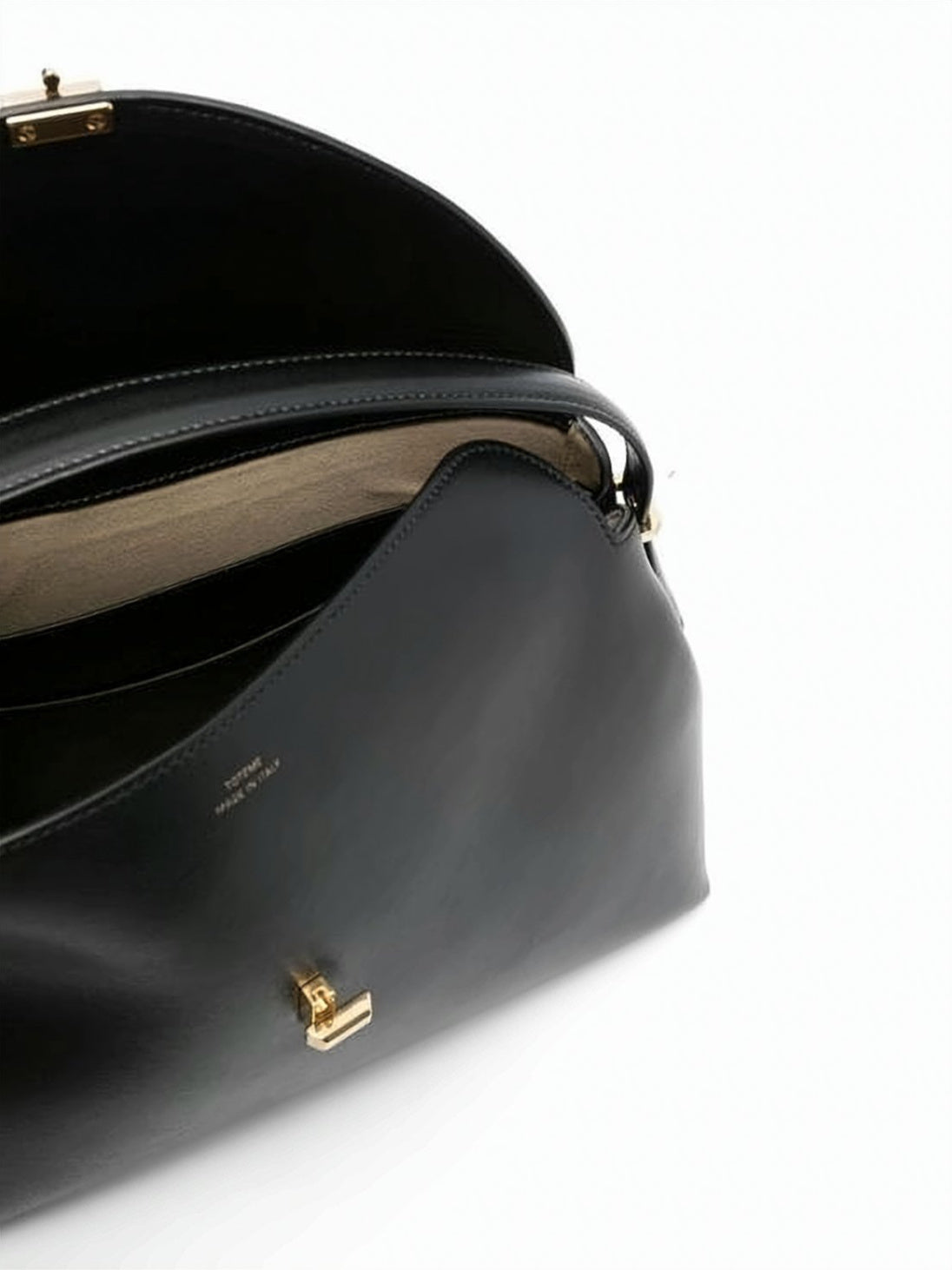 Structured Black Calf Leather Shoulder Bag