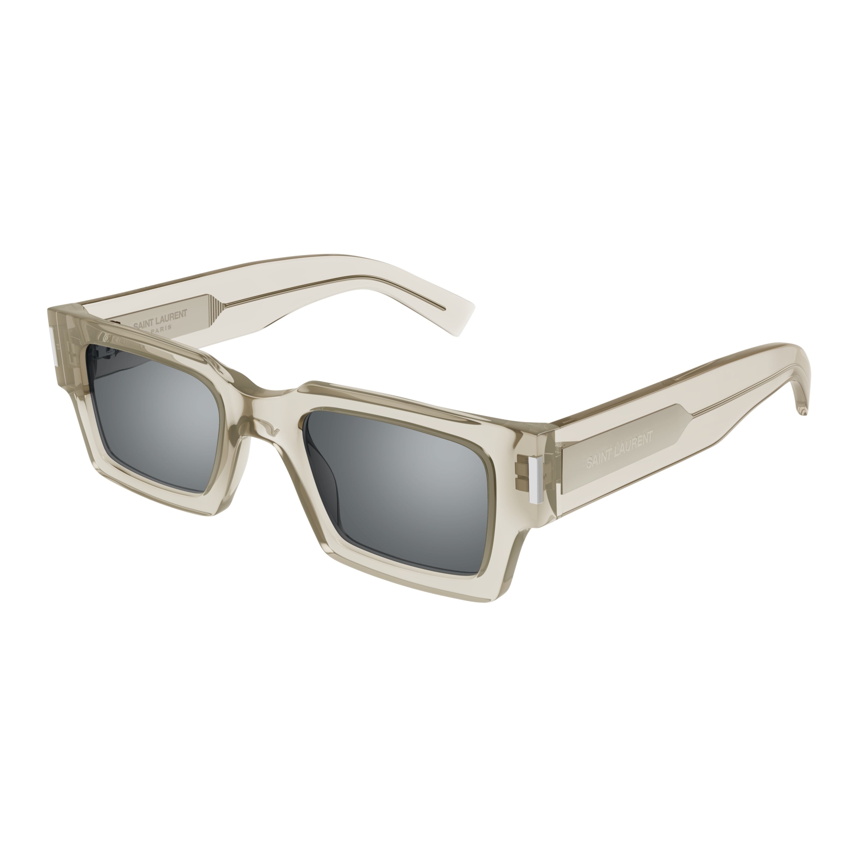 Oversized Square Frame Sunglasses in Translucent Taupe