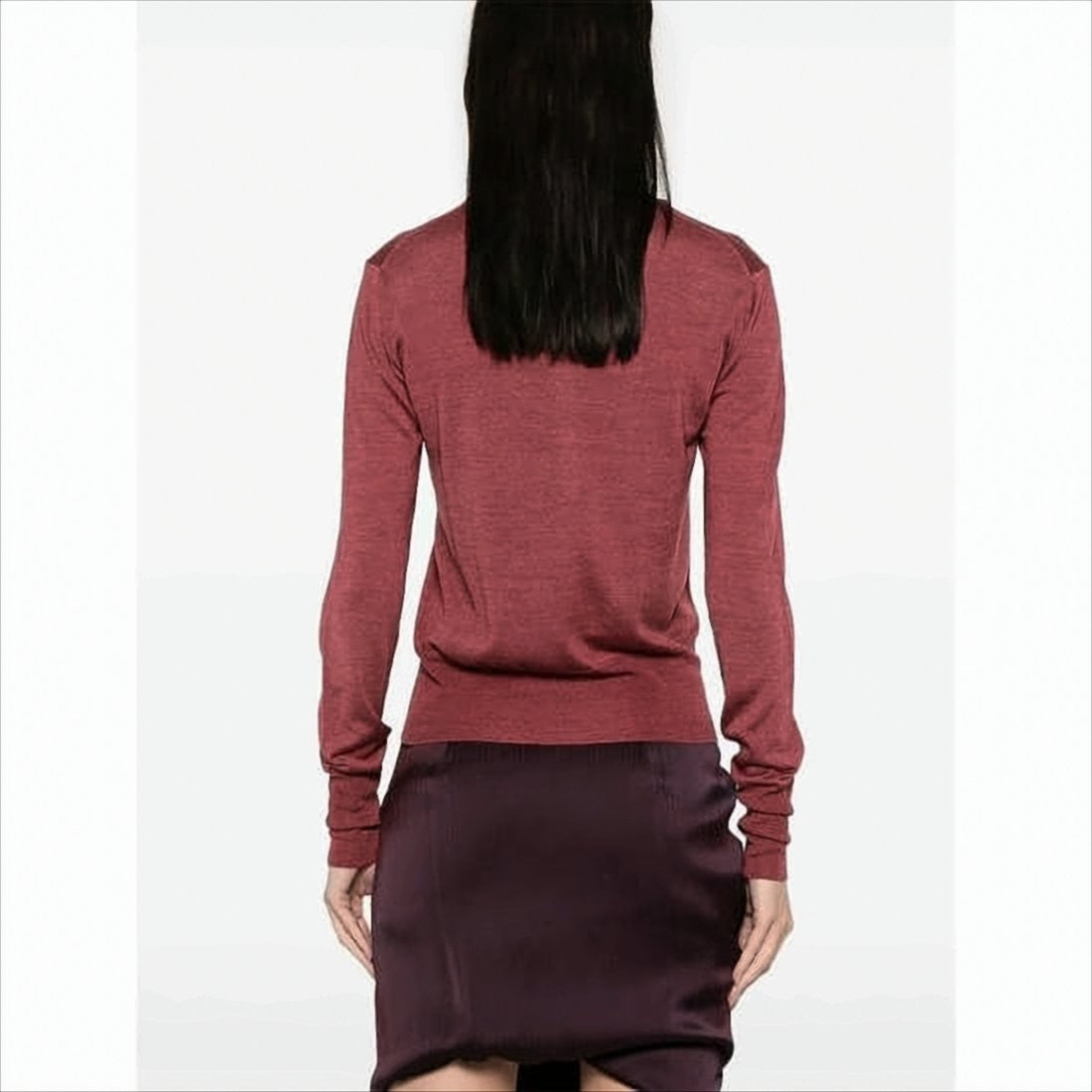 Fitted Red Knit Cardigan with Button Closure