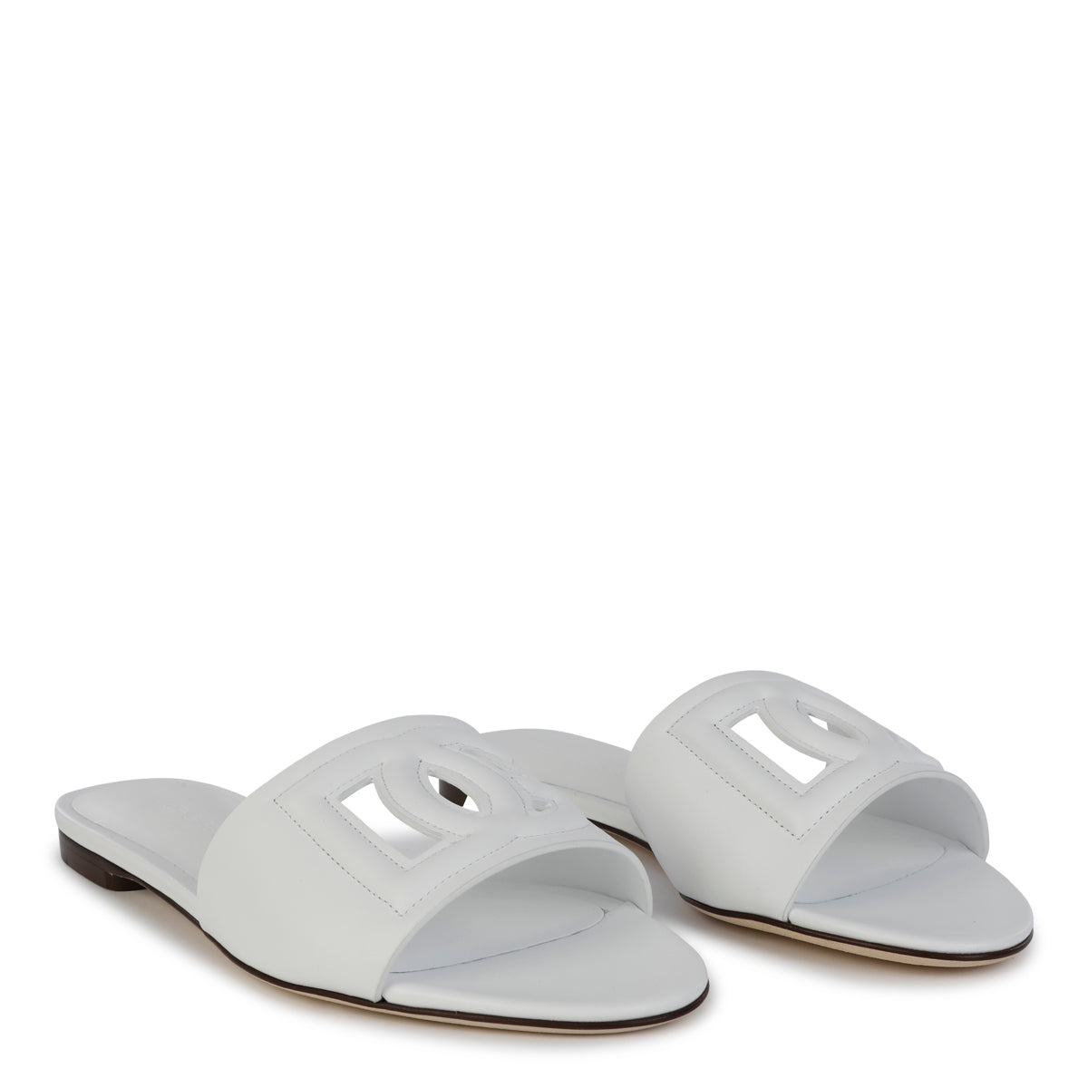 White Leather Dg Millennials Slides
