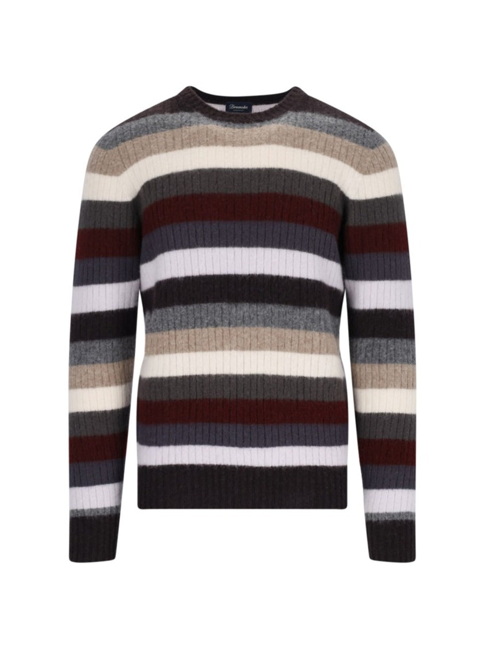Striped Sweater In Multicolor Wool Ribbed Design Striped