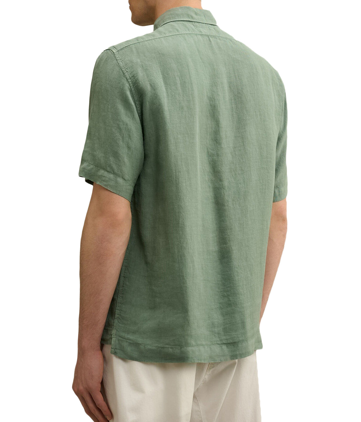 Relaxed Fit Linen Short-Sleeve Shirt With Button-Down Front