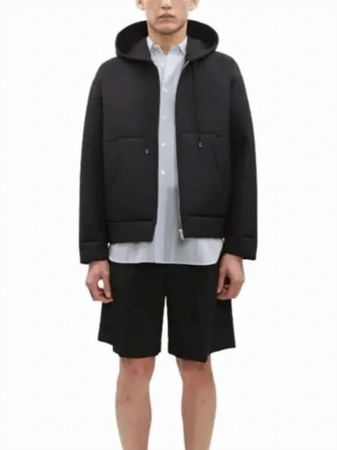 Boxy Wool Hooded Jacket with Design