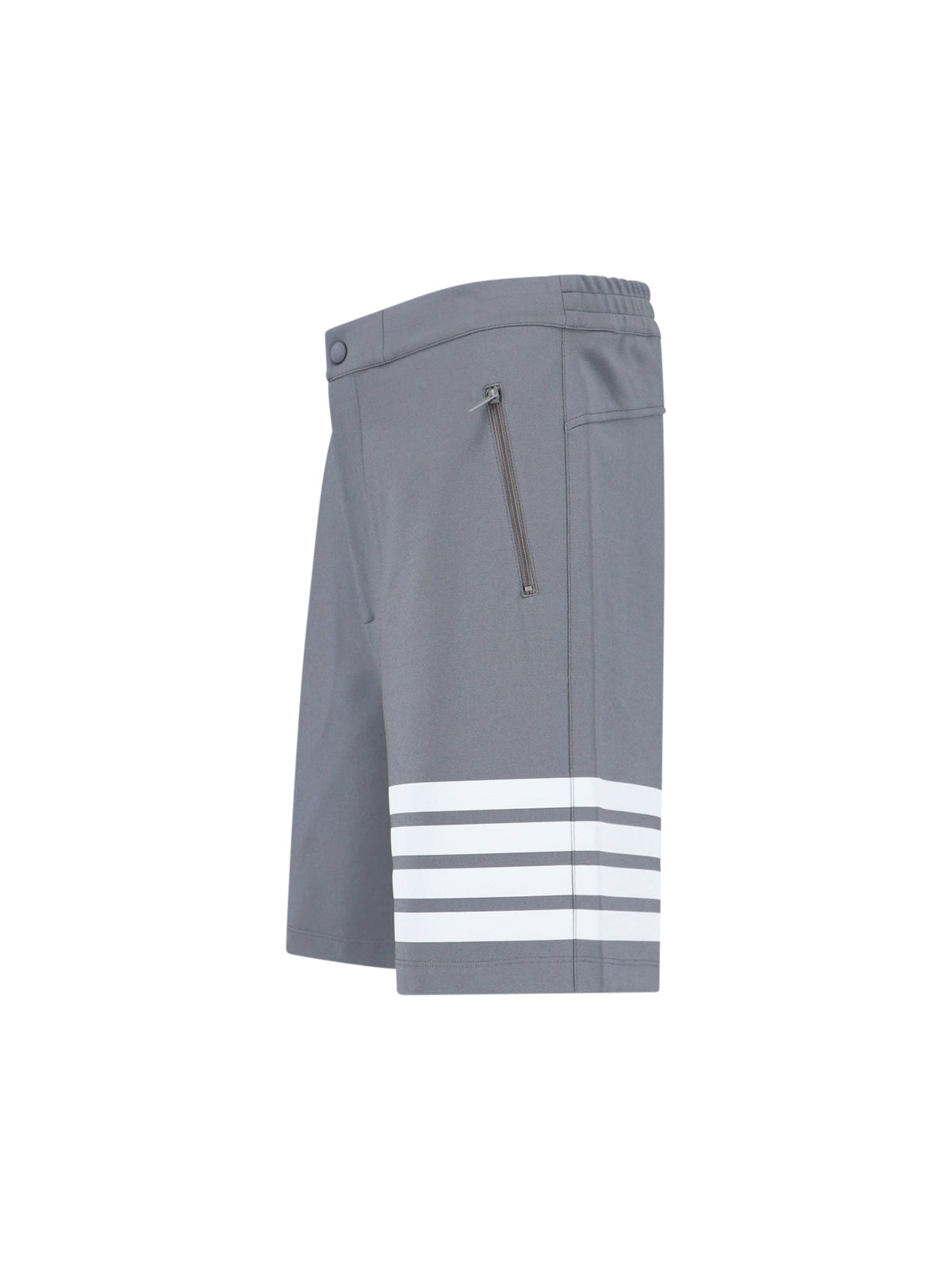 Grey 4-Bar Viscose Blend Straight Shorts