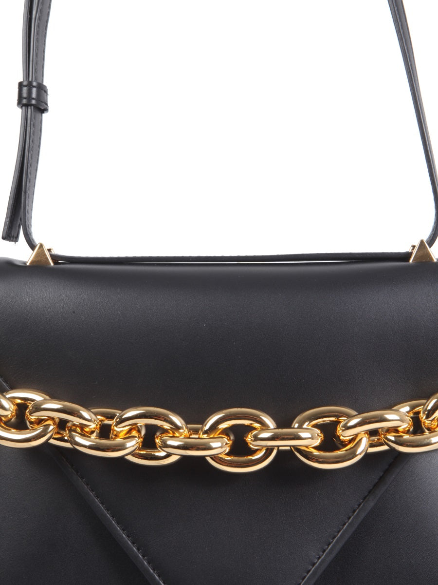 Suede Envelope Bag with Bold Chain Handle