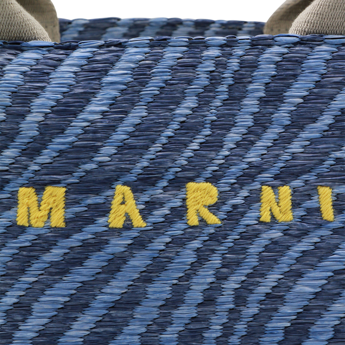 Textured Blue Tote Bag with Bold Embroidery