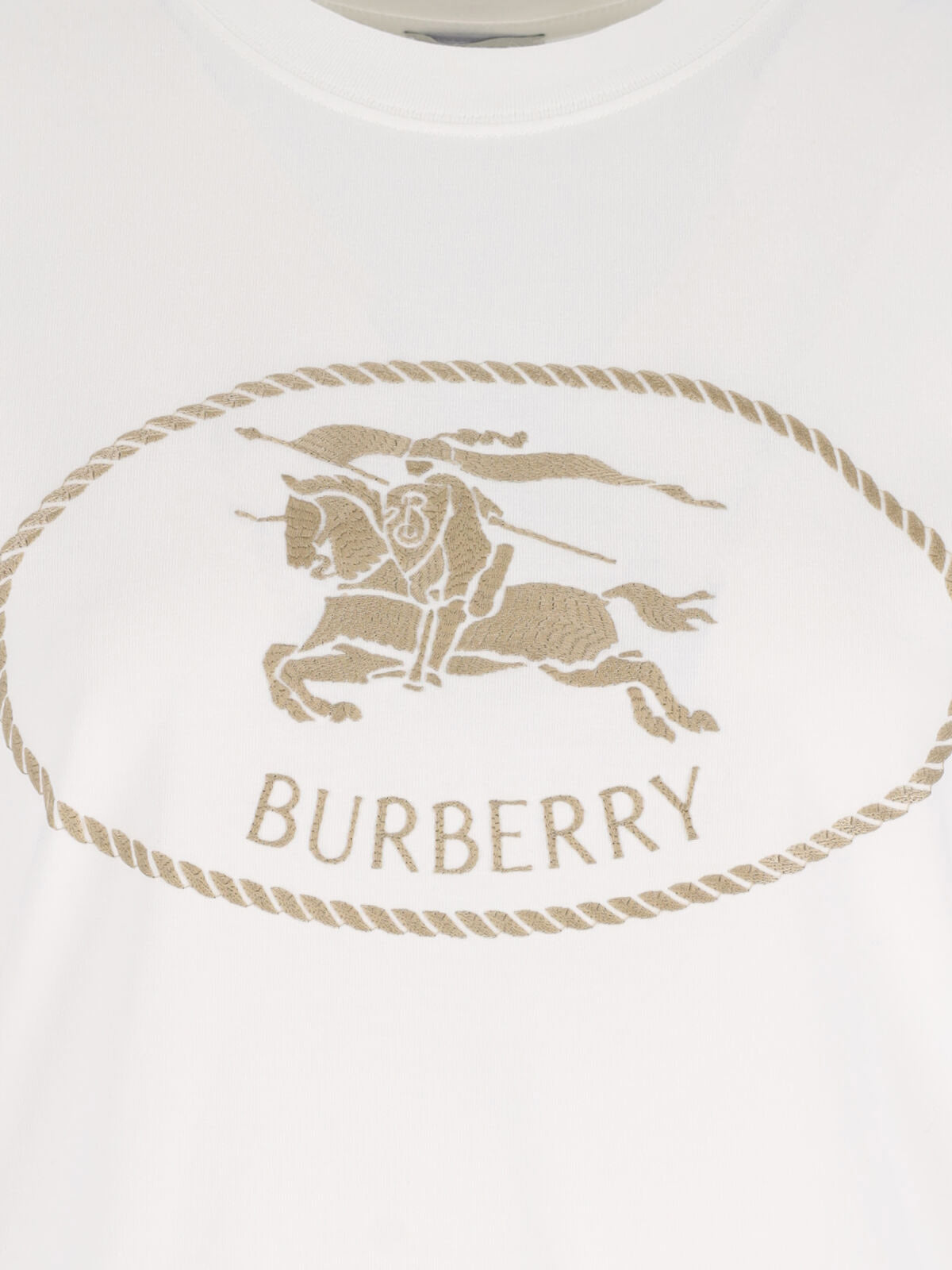 Crew Neck T-Shirt with Oversized Beige Logo