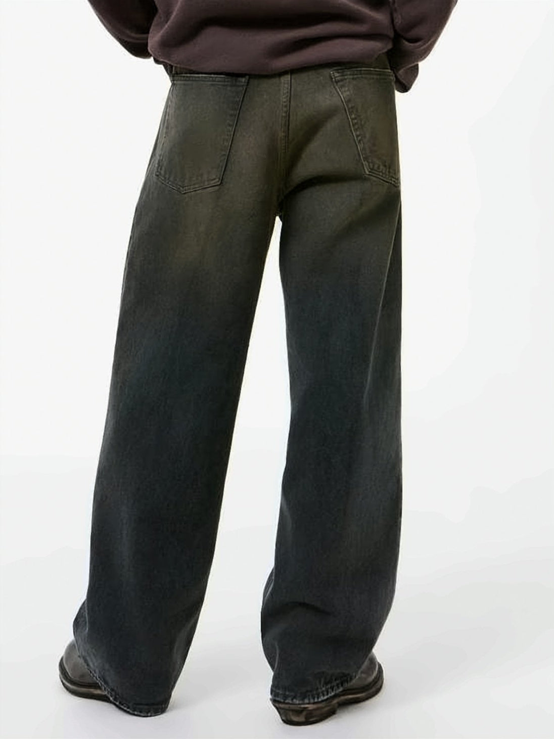 Washed Black Denim Wide-Leg Pants