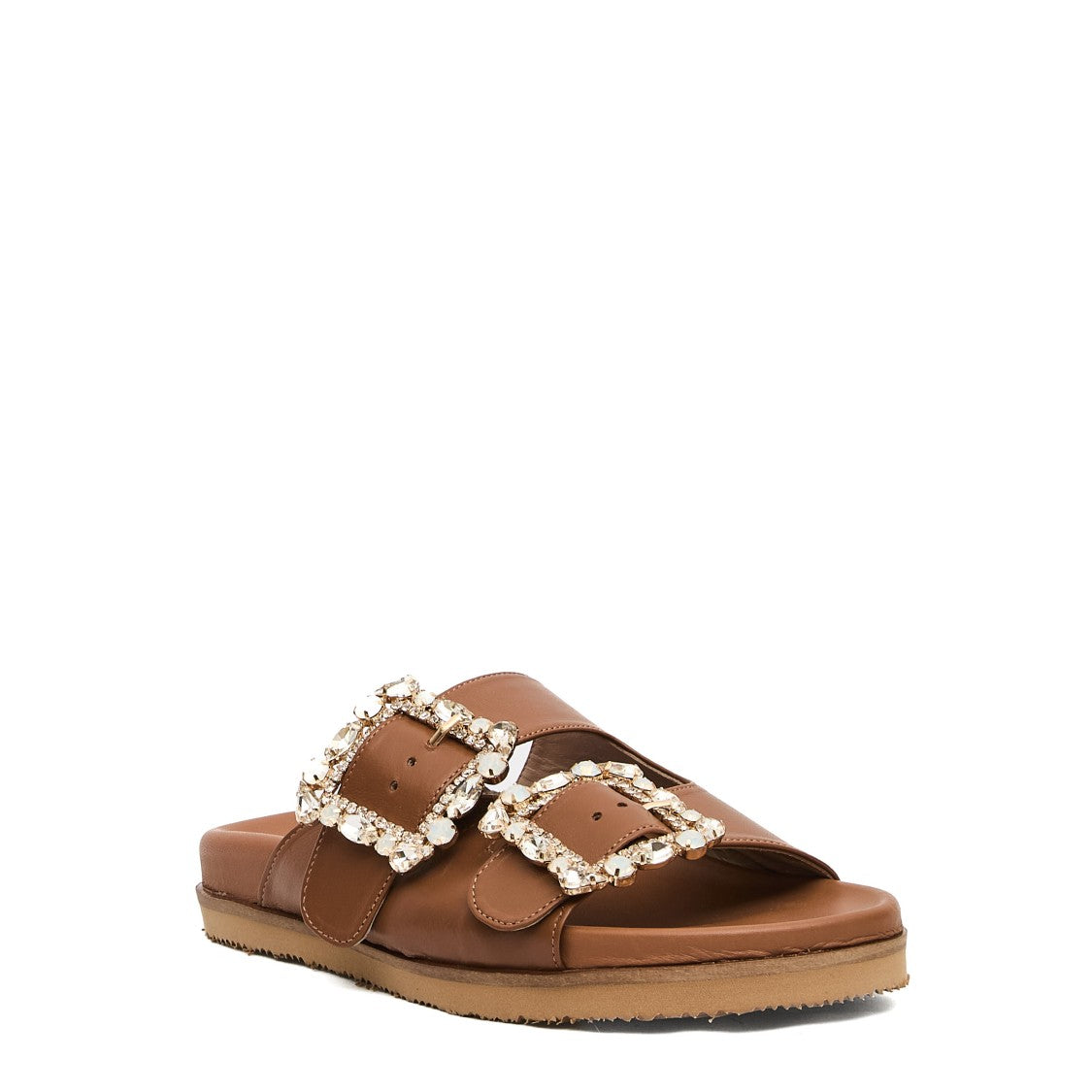 Leather Slipper Buckles Rhinestones