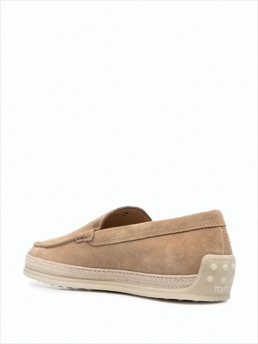 Brown Suede Loafer with Textured Rubber Sole