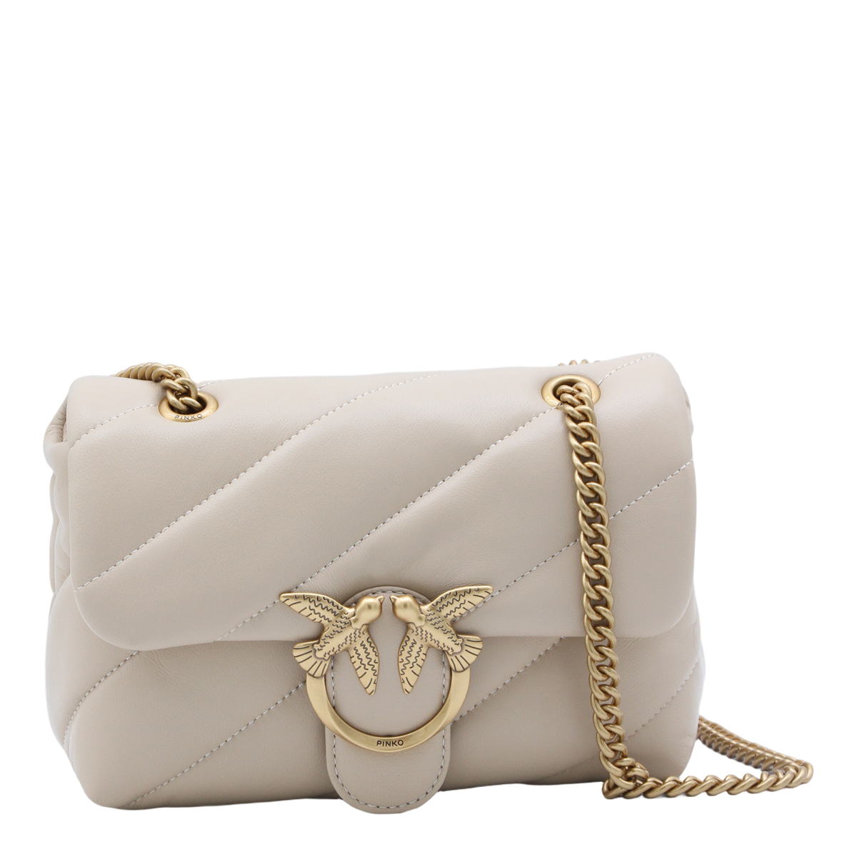 Quilted Flap Bag With Gold-Tone Bird Clasp
