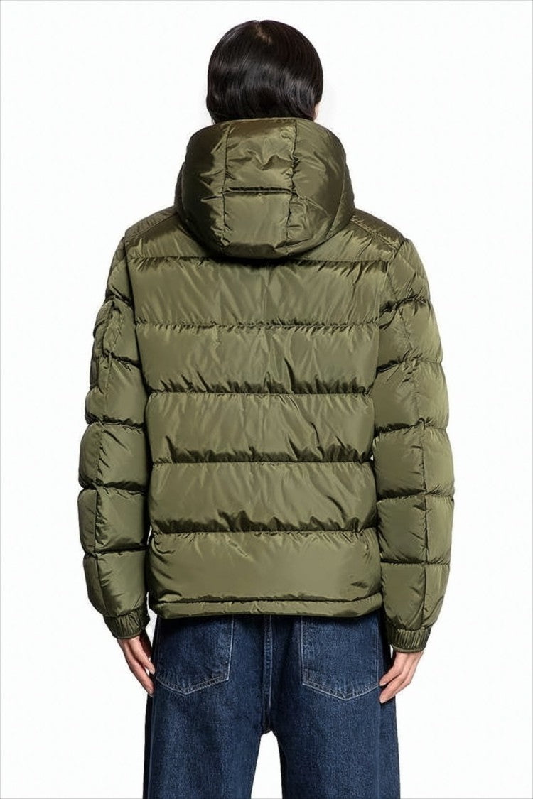 Quilted Down Jacket with High Collar and Hood