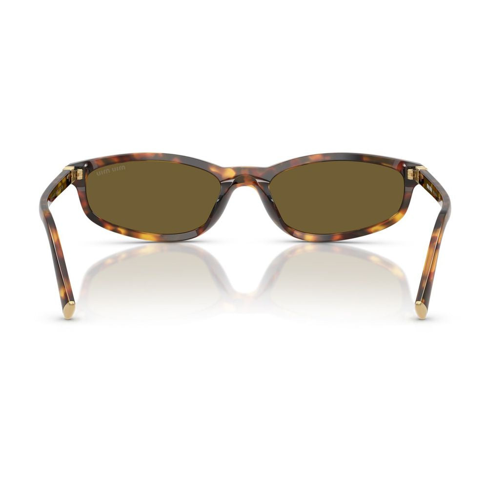Slim Honey Havana Geometric Sunglasses with Metal Logo