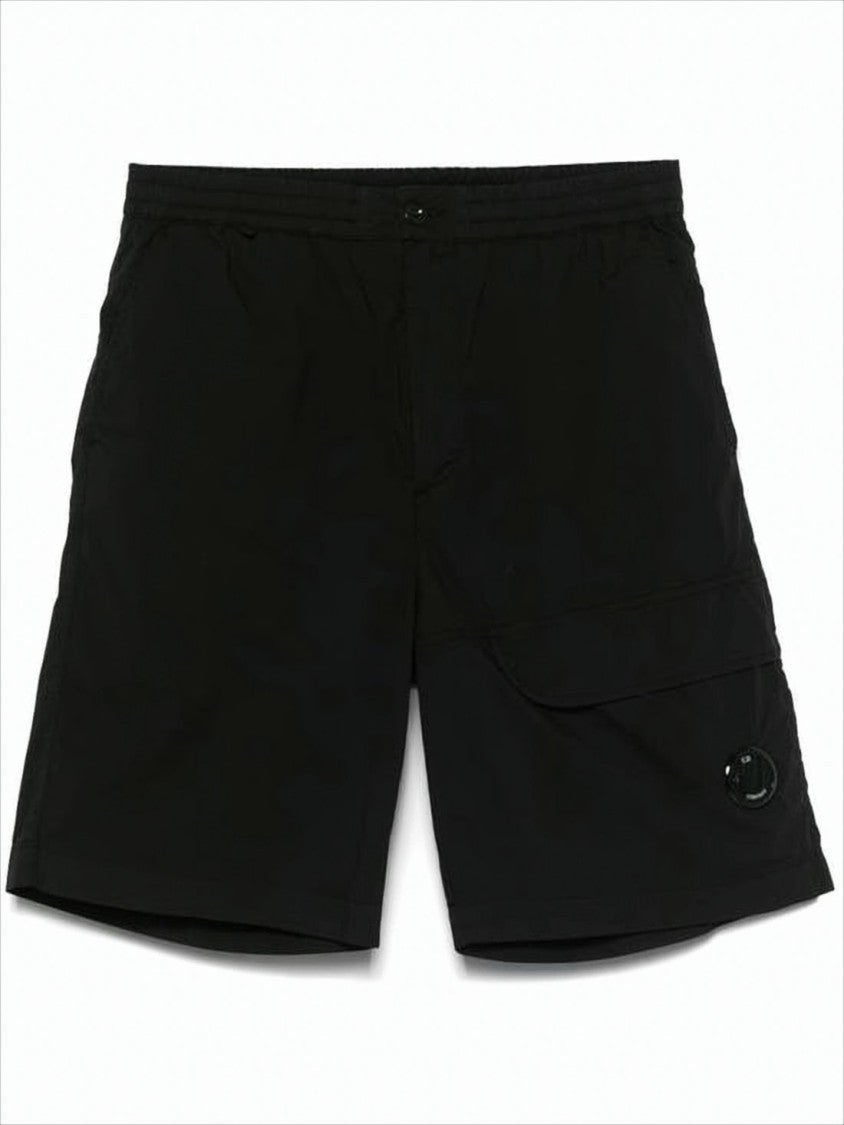 Mid-Thigh Length Black Shorts with Buttoned Waistband
