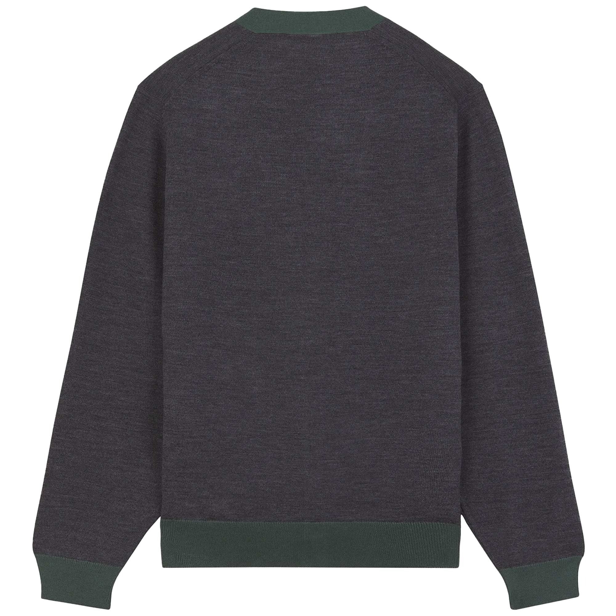 Wool Cardigan With Deep V-Neckline And Embroidered Emblem