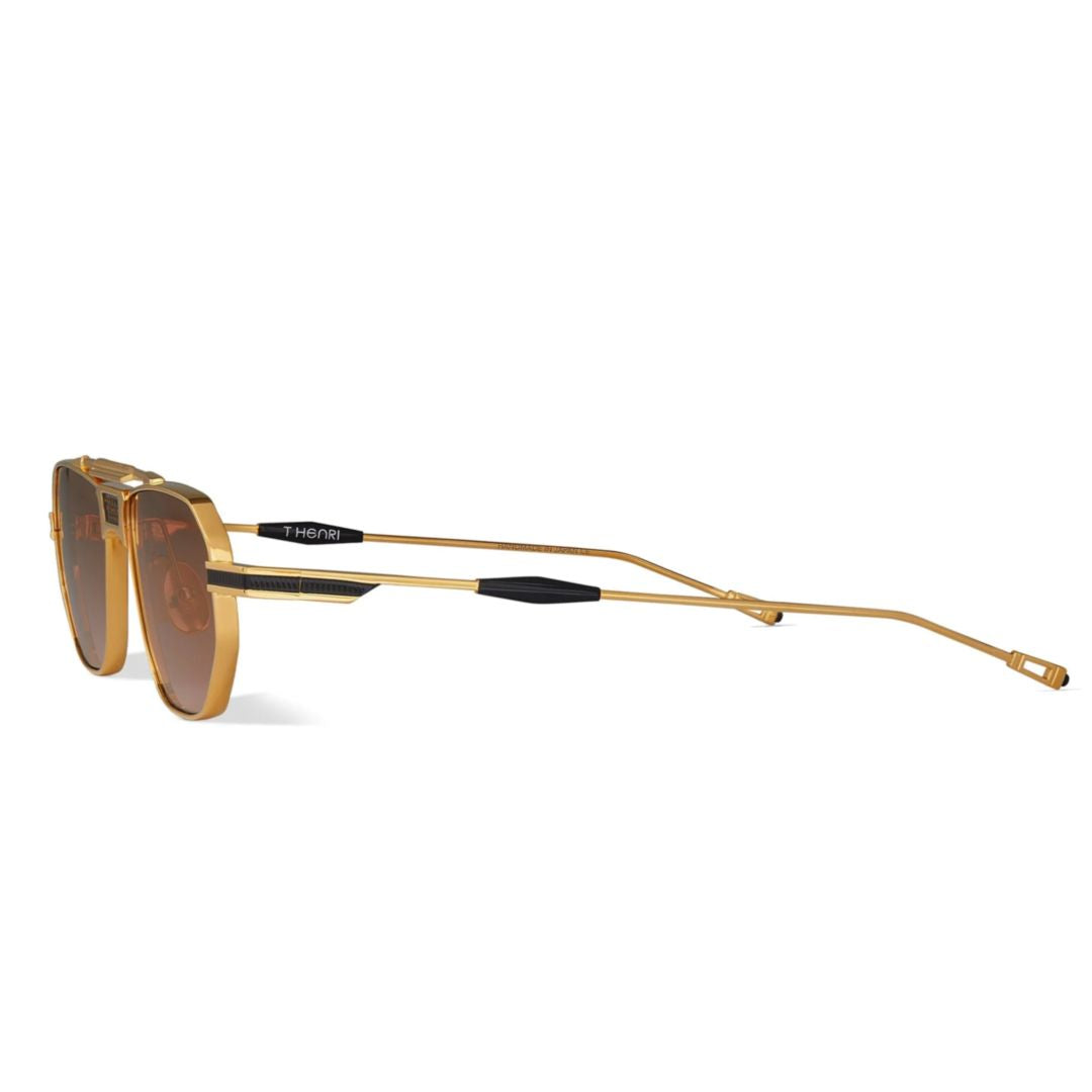 Longtail Casino Royale Geometric Frame Sunglasses with Metallic Gold Finish