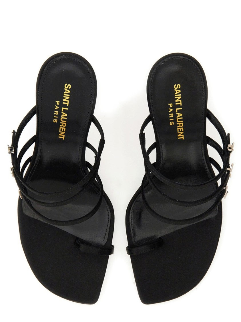 High Stiletto Sandal With Metallic Letter Accents