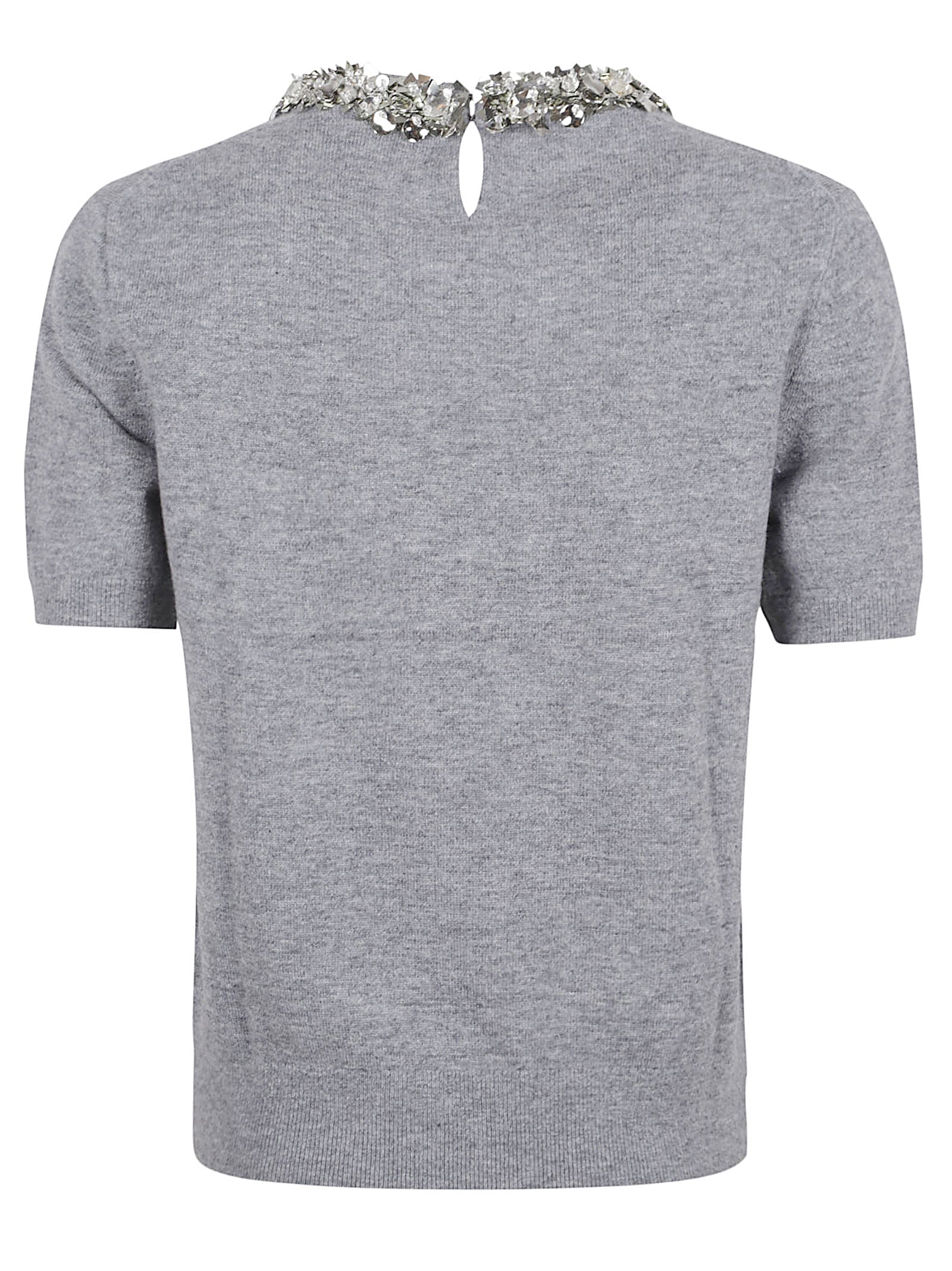 Short-Sleeved Wool-Cashmere Blend Sweater