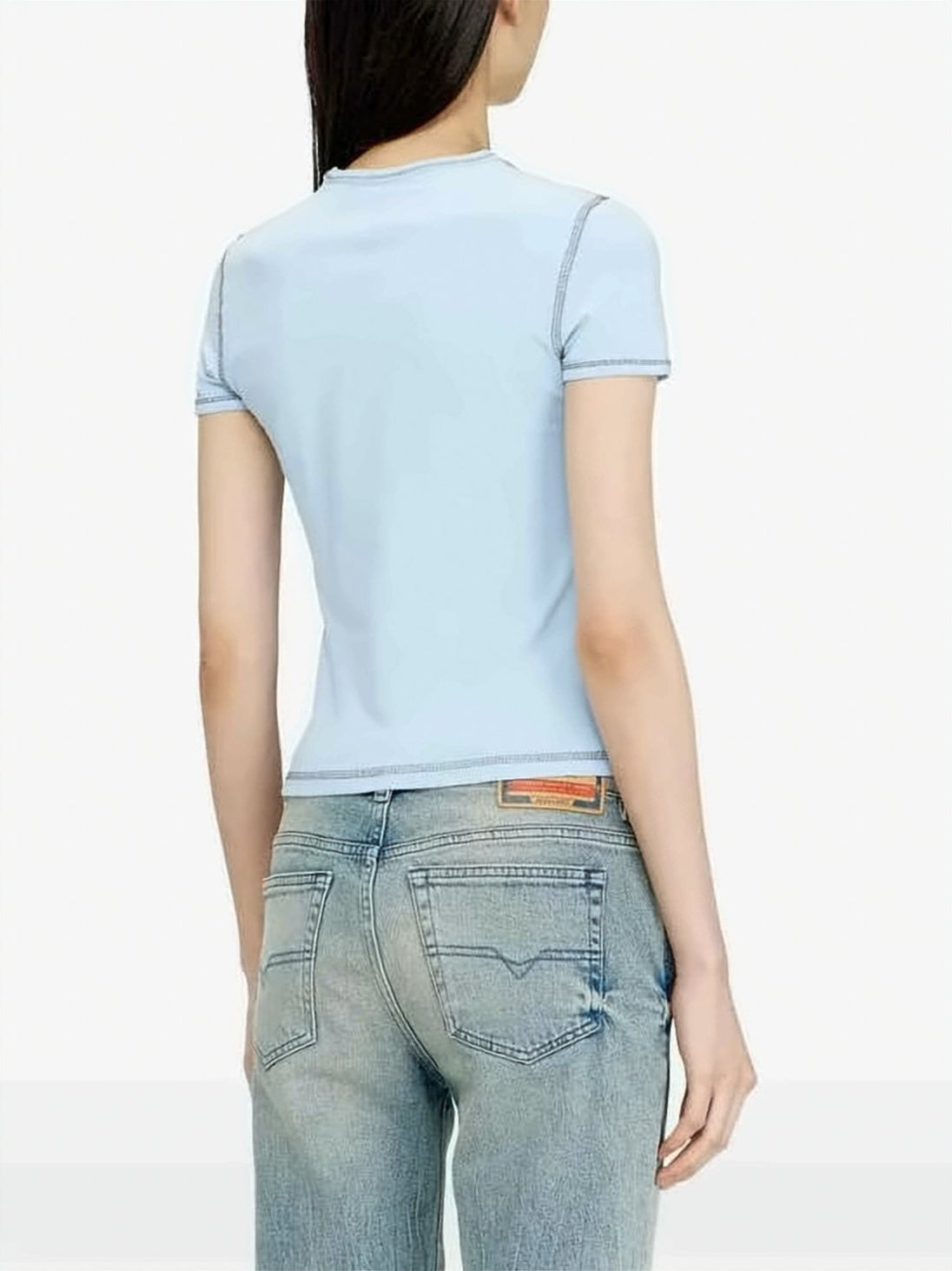 Slim Fit Light Blue T-Shirt with Cloud Graphic