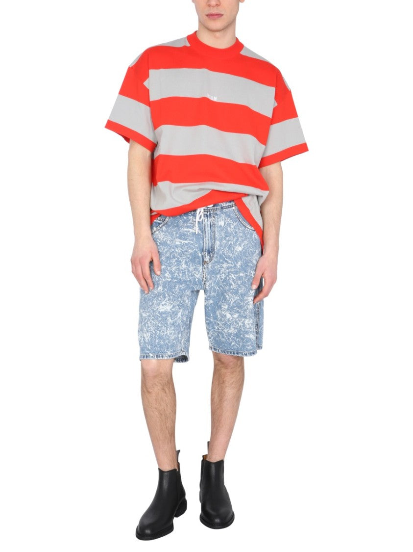 Crew Neck T-Shirt With Bicolor Stripes
