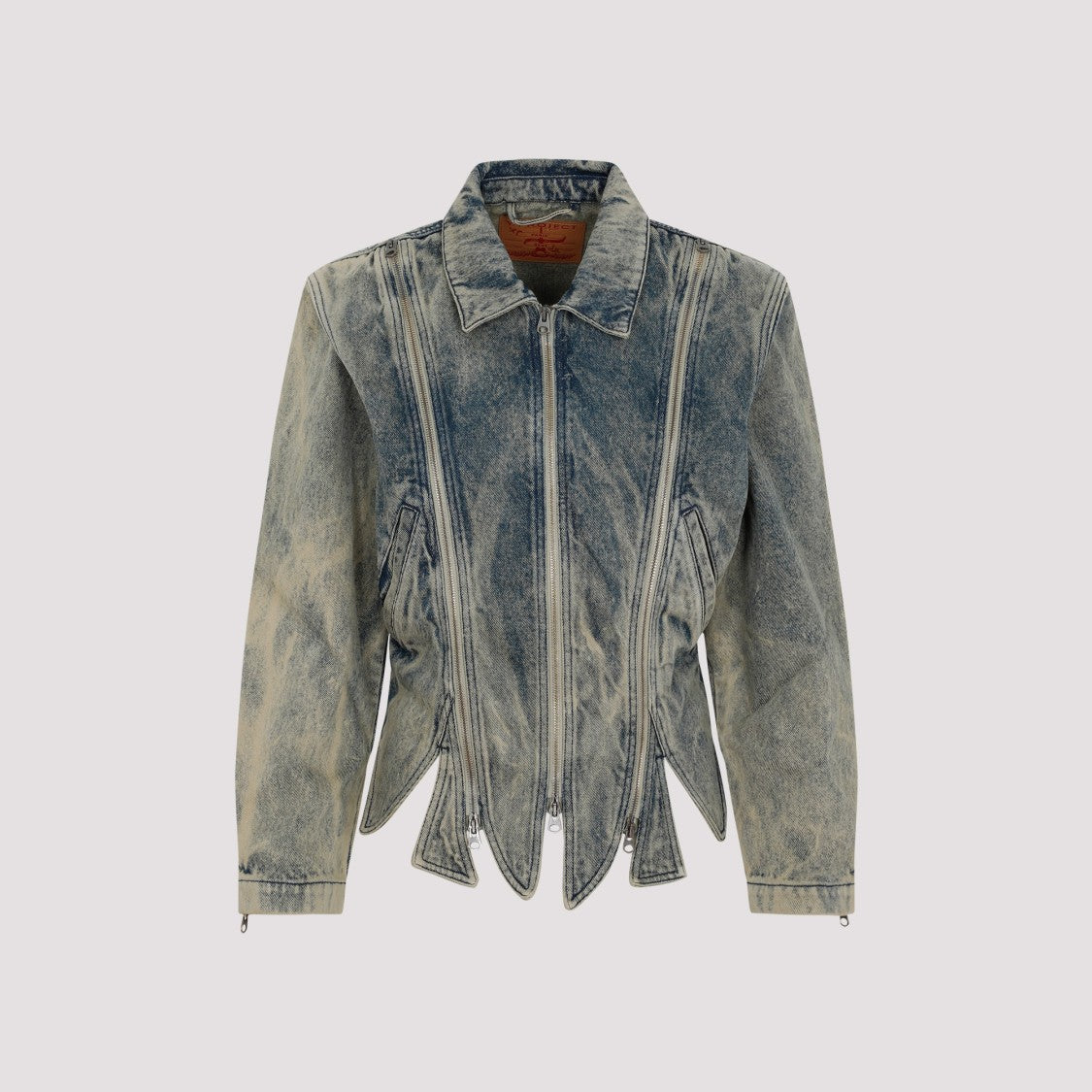 Vintage Beige Tudor Zip Denim Jacket