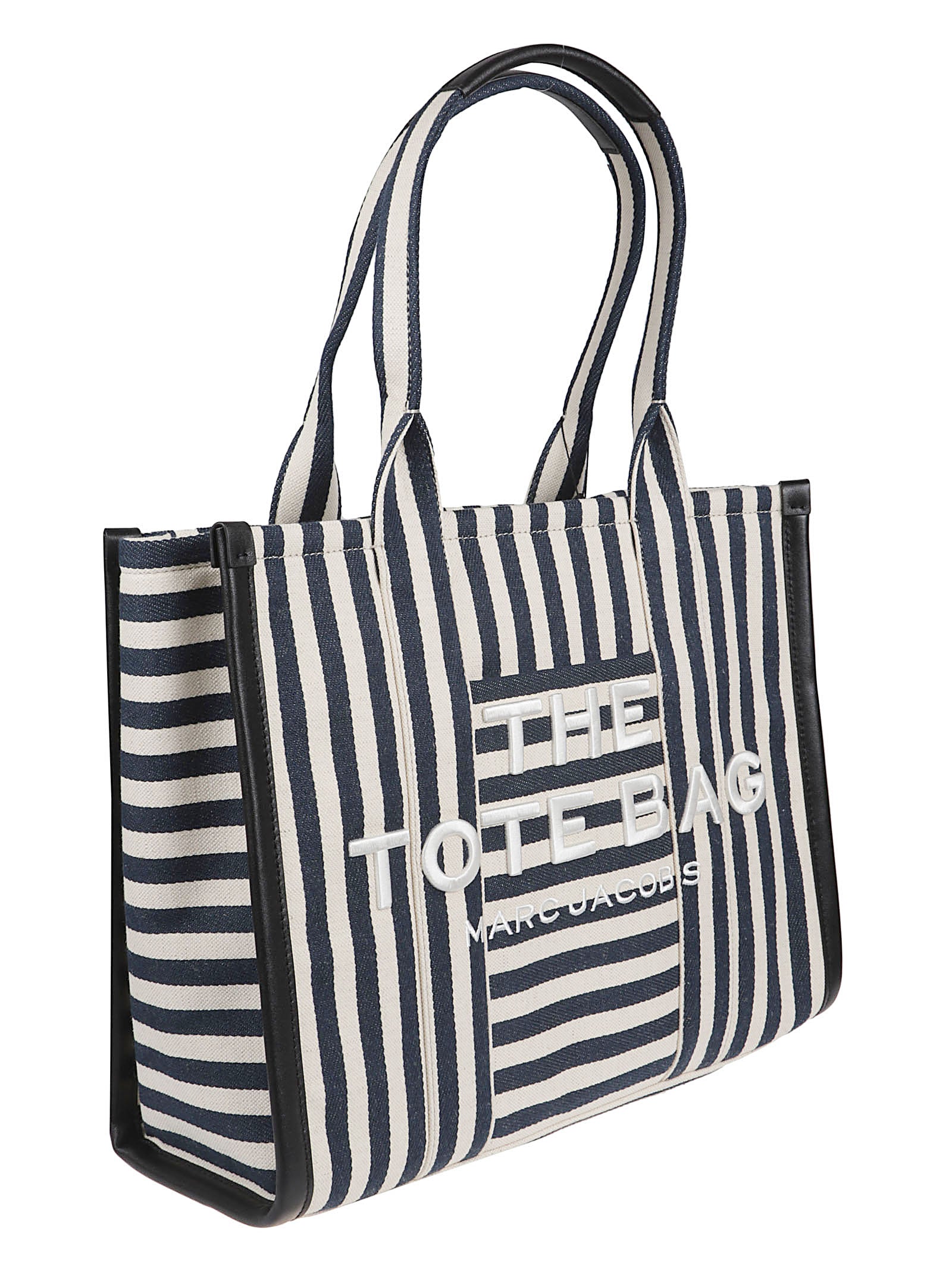Navy and White Striped Canvas Tote Bag