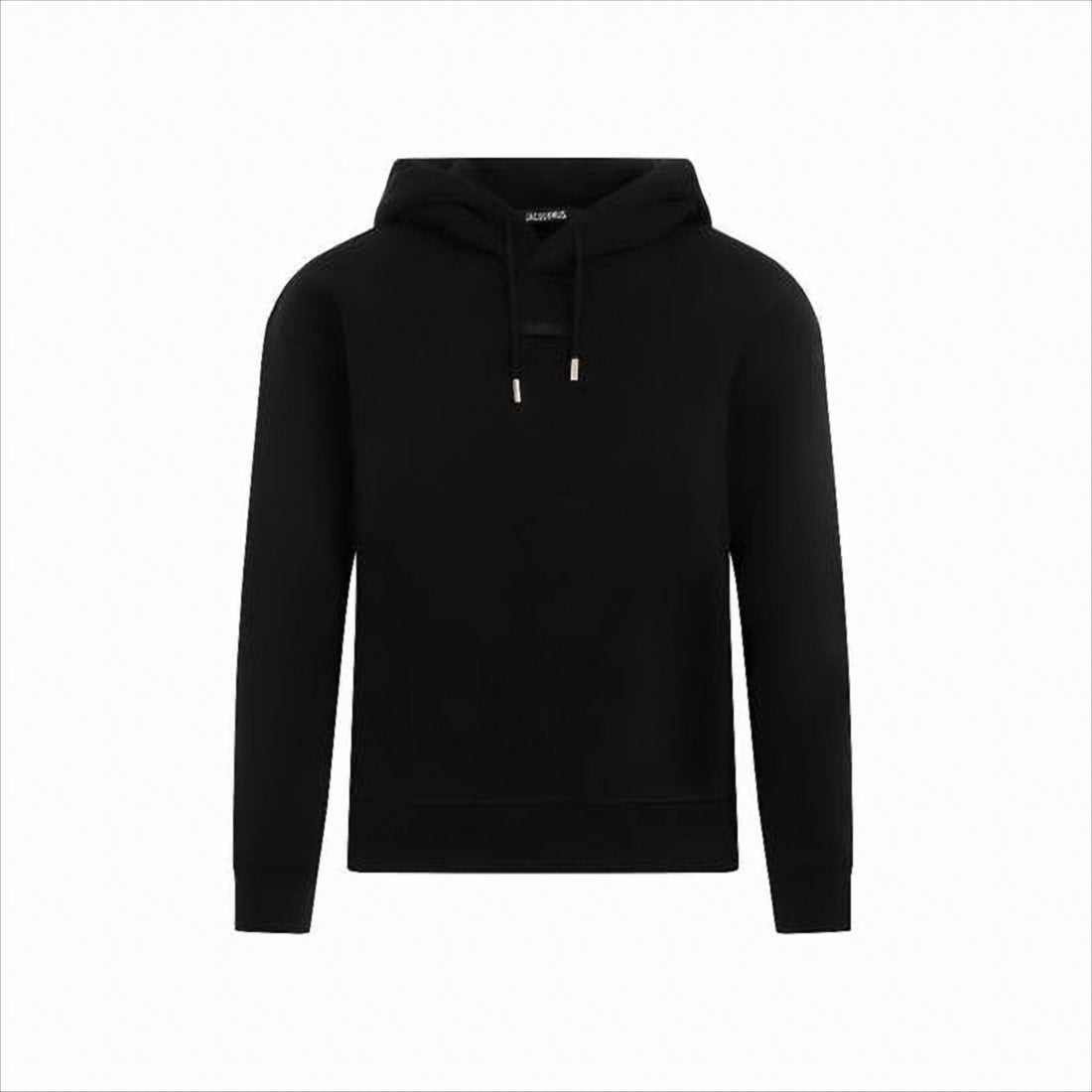 Minimalist Black Hoodie with Metallic Drawstring Tips