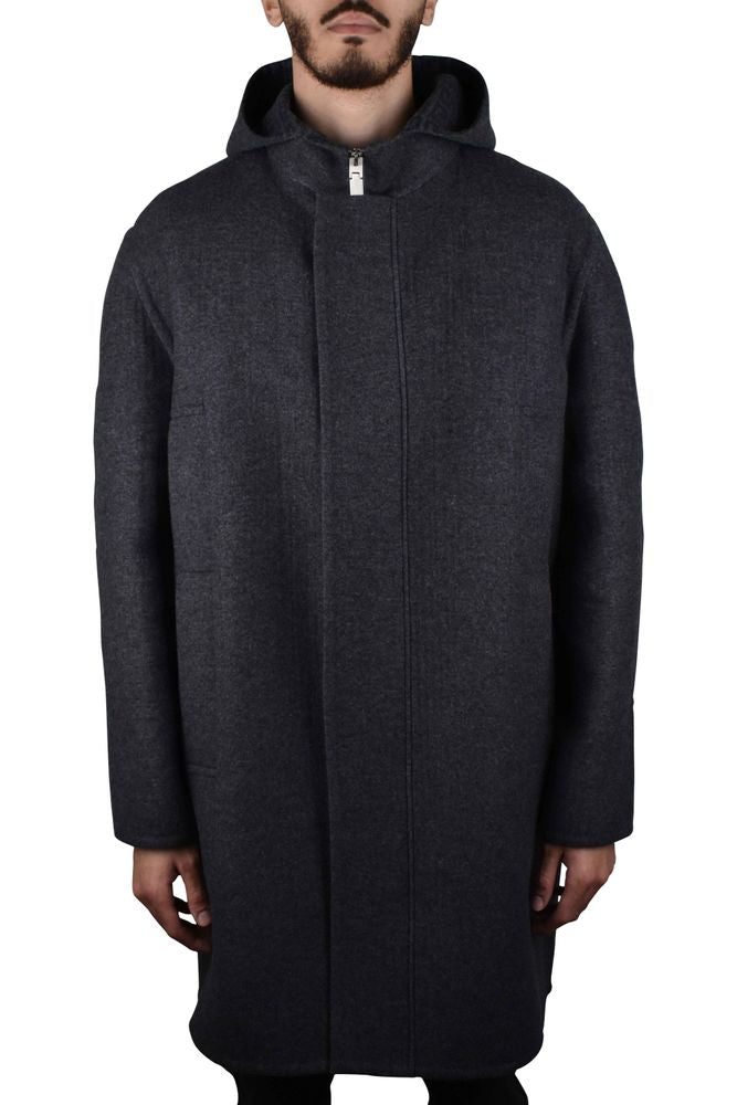 Hooded Wool-Silk-Cashmere Blend Coat With Ribbed Details
