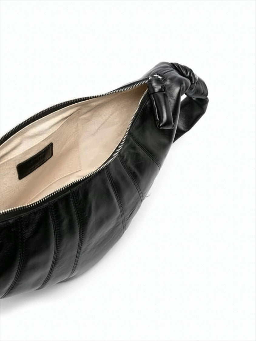 Curved Lambskin Leather Belt Bag With Padded Strap