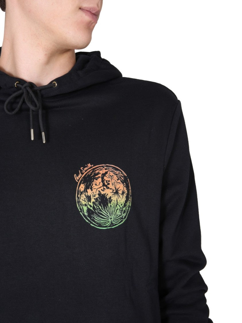 Graphic Print Hoodie With Drawstring Hood