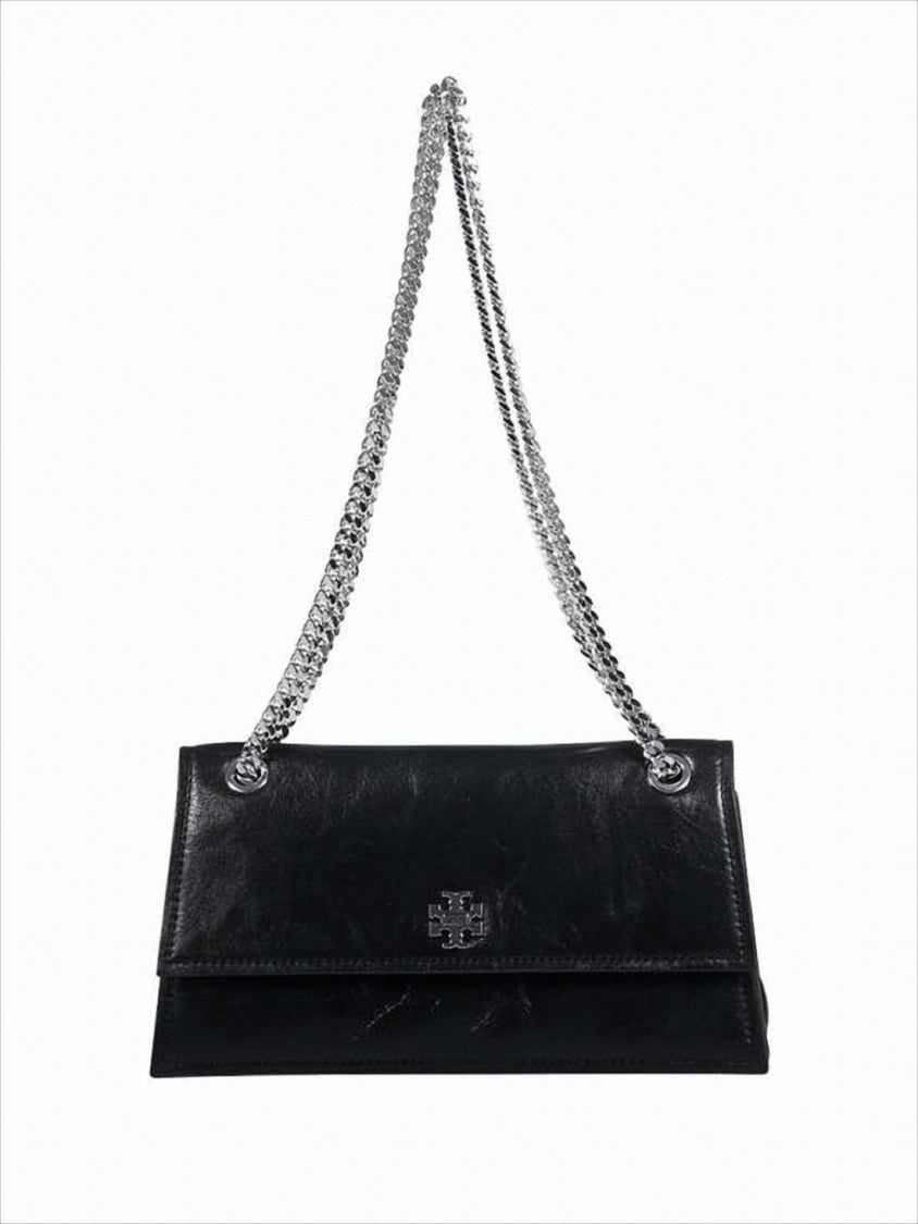 Rectangular Lambskin Leather Shoulder Bag with Metallic Logo