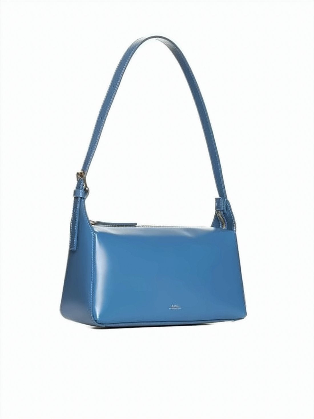 Structured Blue Cowhide Leather Shoulder Bag