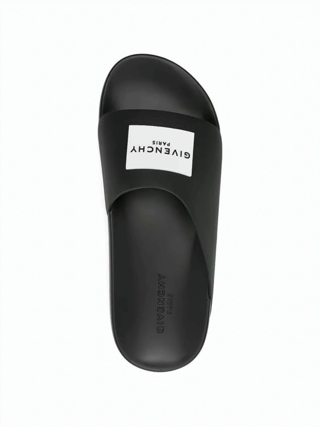 Black Matte-Finish Logo Patch Slide Sandals