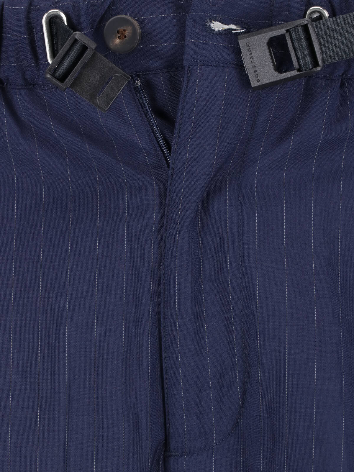 Blue Pinstripe Straight-Leg Wool Trousers