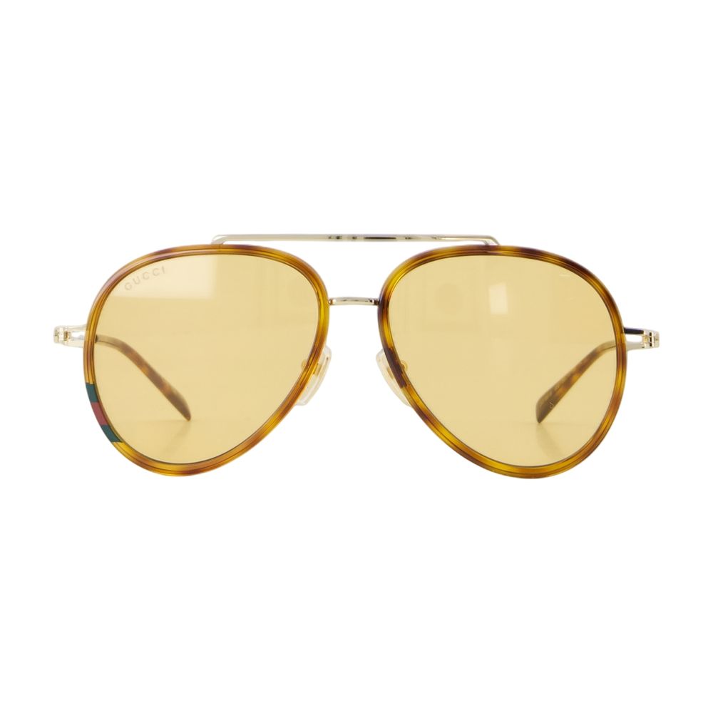 Aviator-Style Acetate Sunglasses with Gold Accents