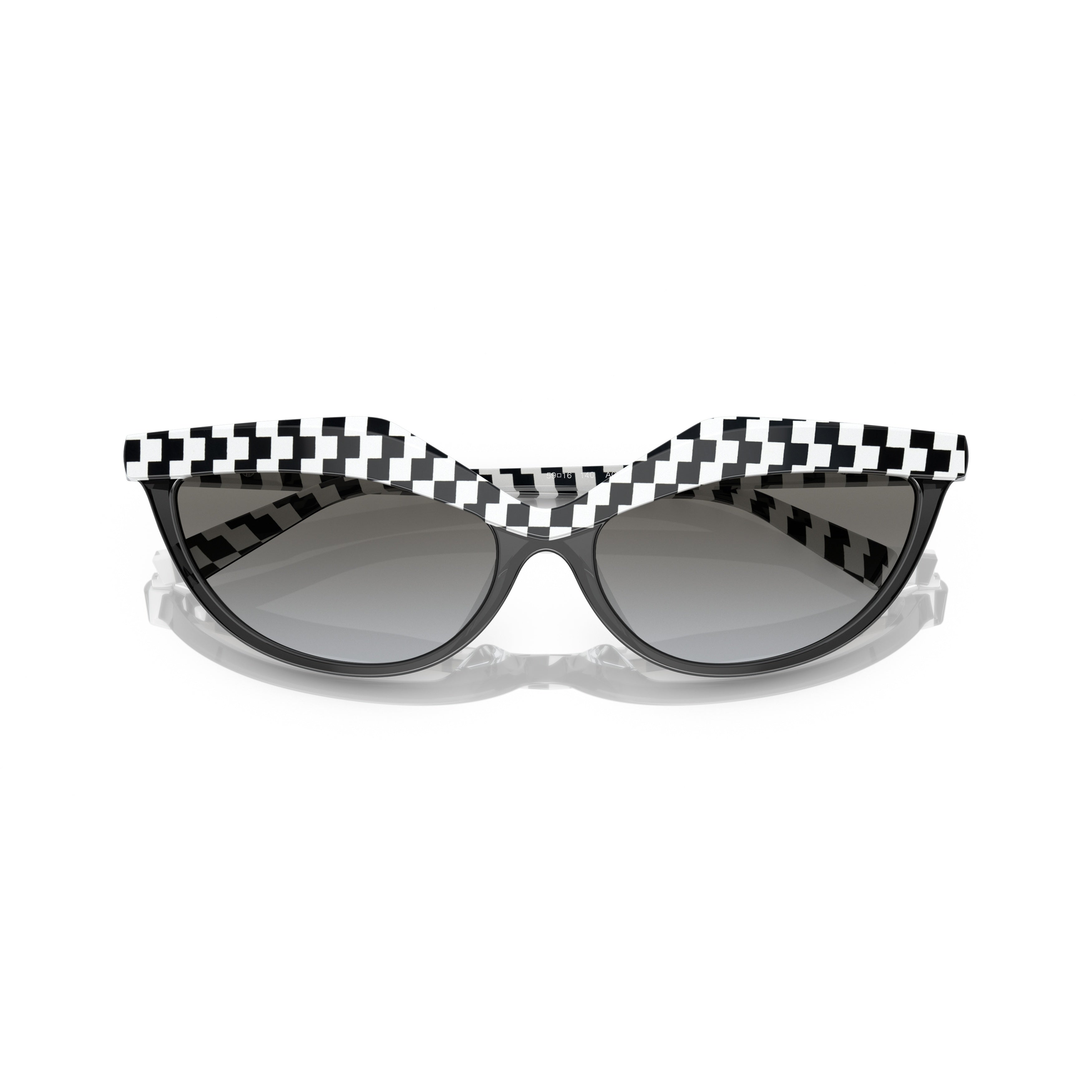 0a05070 Cat-Eye Sunglasses with Checkerboard Pattern and Gradient Lenses